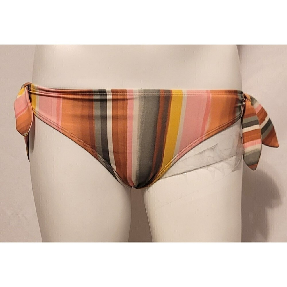 Decree Striped Side Tie Lined Bikini Swimsuit Bottom - Size XS